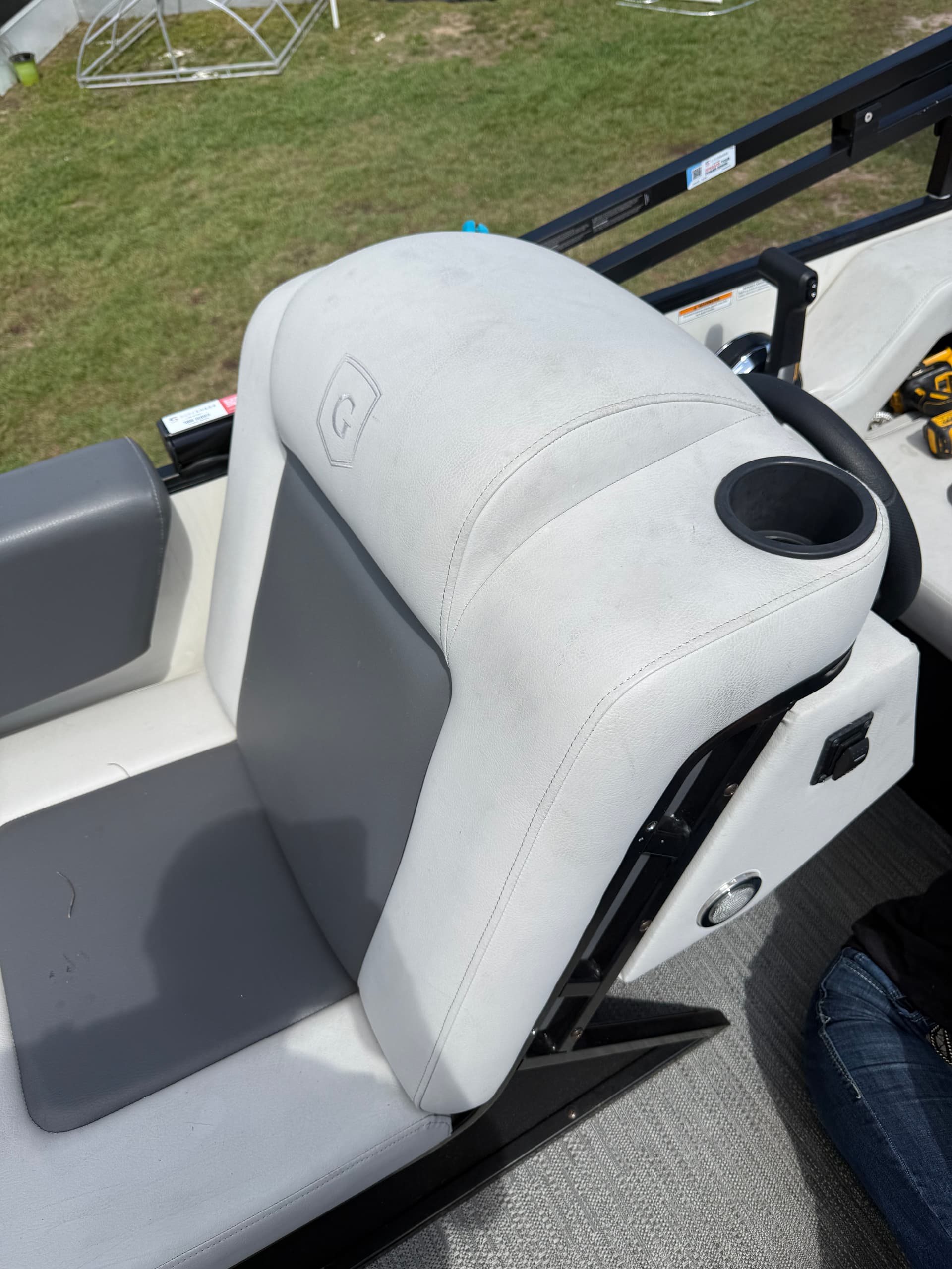 Custom Pontoon Console Fabrication with Front Grab Bars image