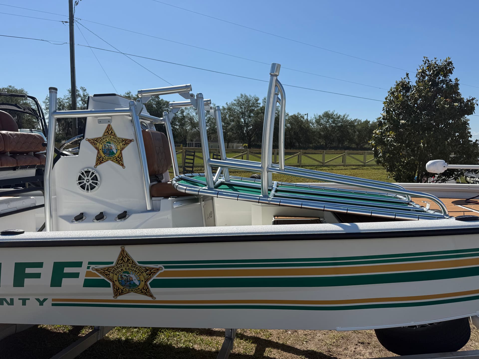Gallery photos for Custom T-Top Hinge Mod on a Polk County Sheriff Boat: Image #1