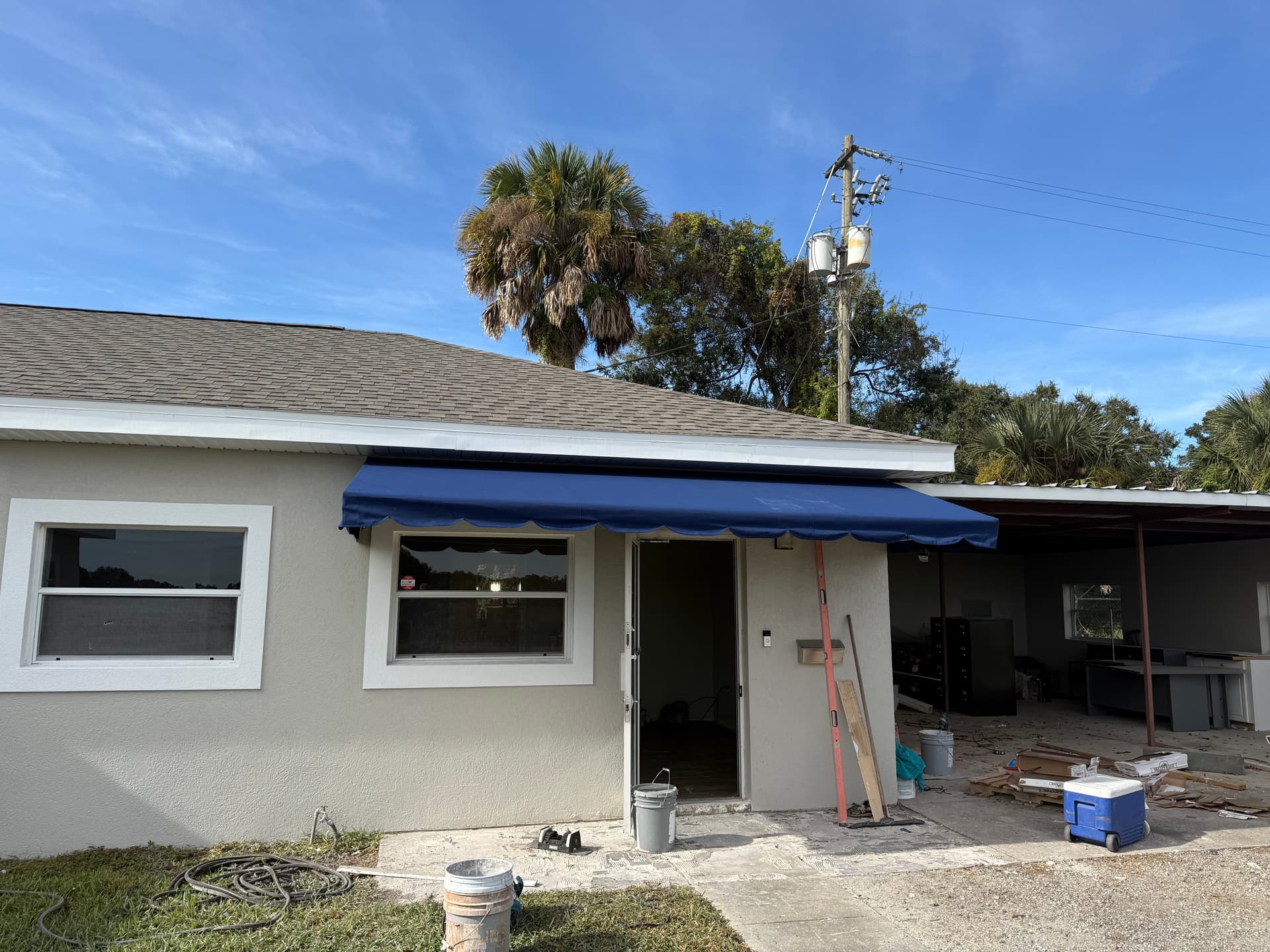 Gallery photos for Marine Blue Sunbrella Awning Recover in Winter Haven FL: Image #1